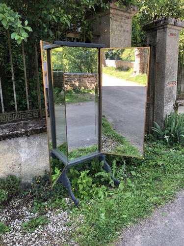 Antique large triptych mirror.