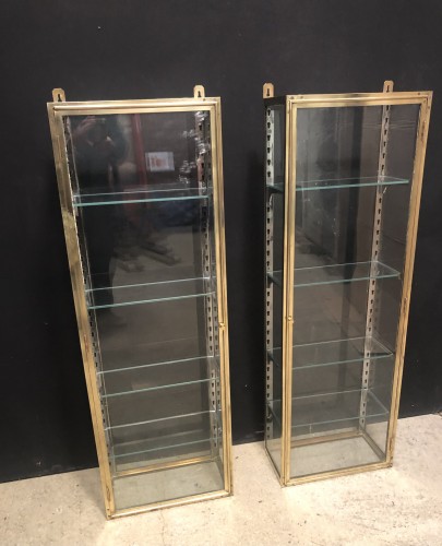 Pair of old wall display cases.