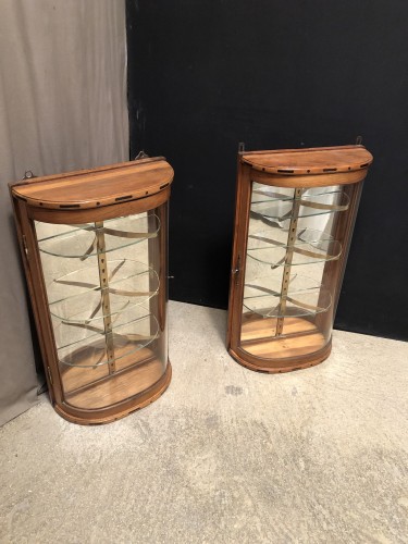 Pair of old wall display cases.