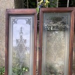Pharmacy glass door panels.