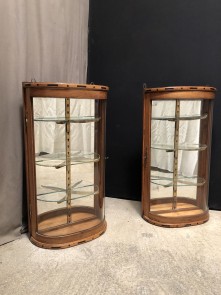 Pair of old wall display cases.