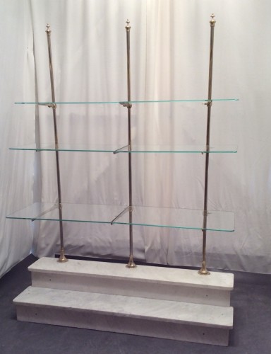 Vintage pastry shop display shelves.