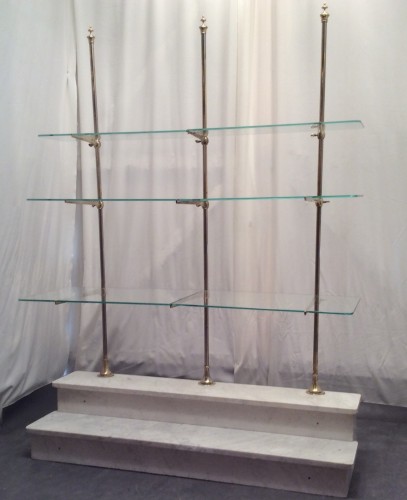 Vintage pastry shop display shelves.
