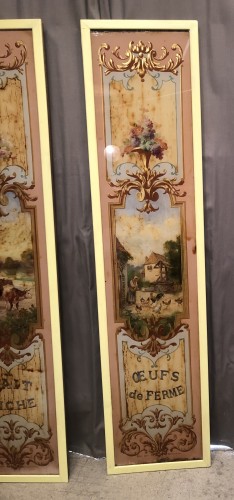 Old facade panels of a dairy, grocery store.