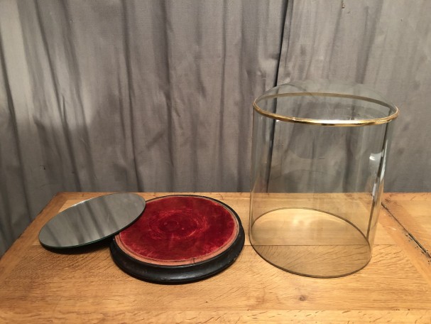 Antique globe, display case.