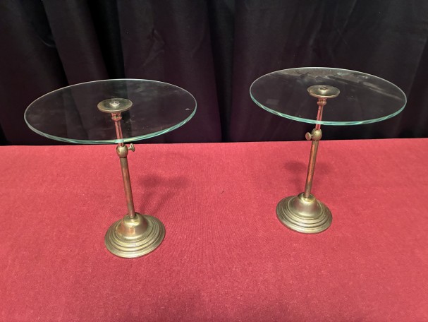 Pair of old small display stands.