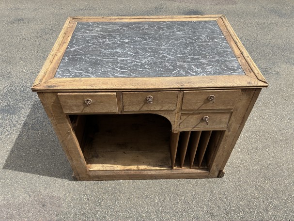 Antique counter furniture, shop till, trade.