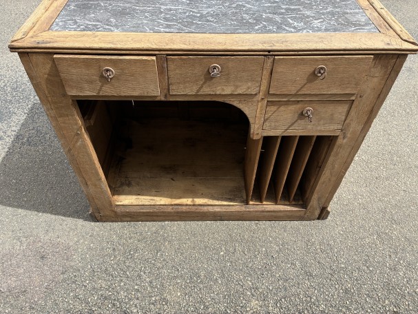 Antique counter furniture, shop till, trade.