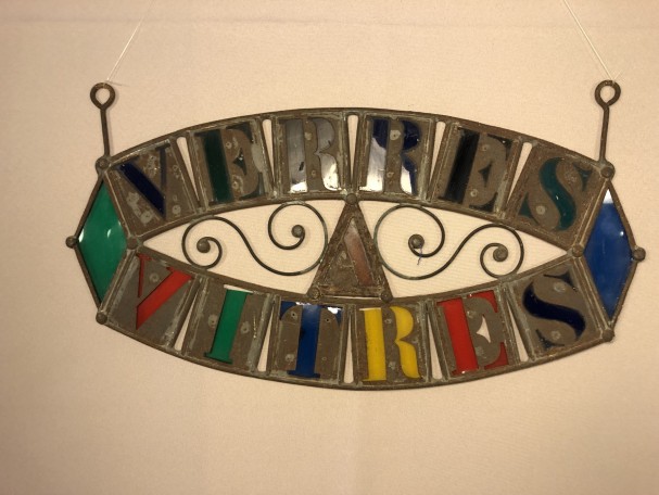 Old glazier's sign, stained glass maker.
