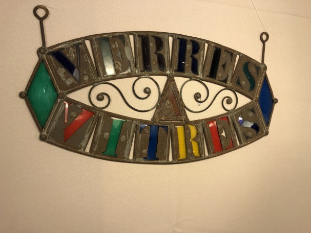 Old glazier's sign, stained glass maker.