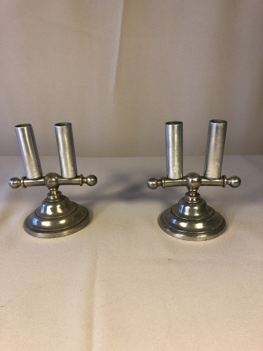 Pair of old double cane, walking stick displays.