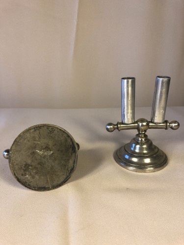 Pair of old double cane, walking stick displays.