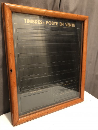 Post office stamp wall display case.