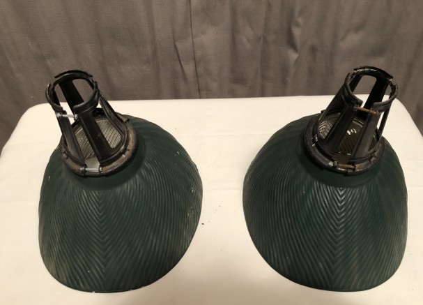 Early 20th century pair of shop lamps.