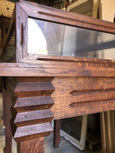 Large double oak display case.