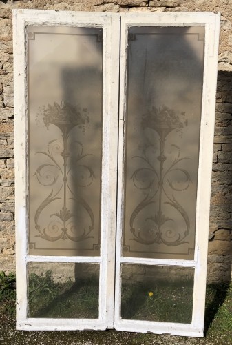 Old decorated double glass window.