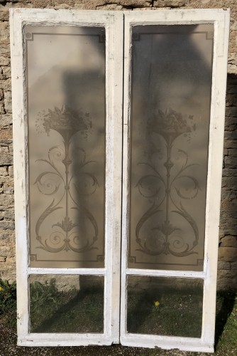 Old decorated double glass window.