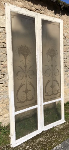 Old decorated double glass window.