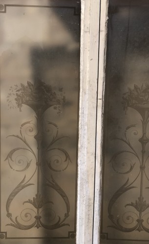 Old decorated double glass window.