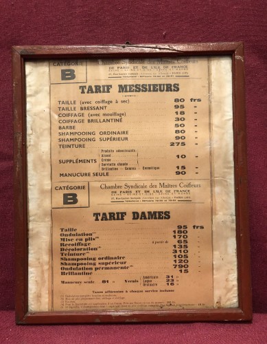 Former hairdresser tariff.