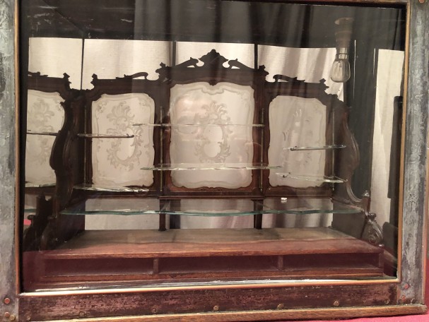 Old miniature jewelry showcase.