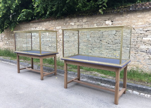 Pair of large old display cases.