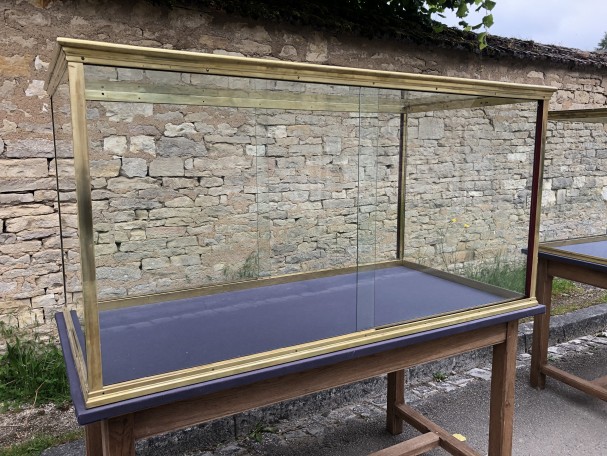 Pair of large old display cases.