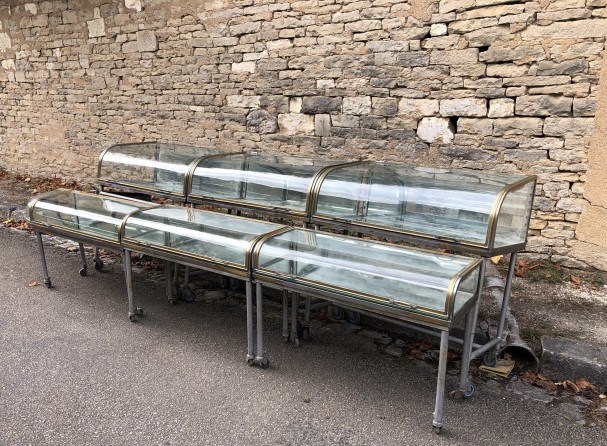 Exceptional set of old confectionery display cases.