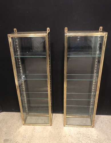 Pair of old wall display cases.