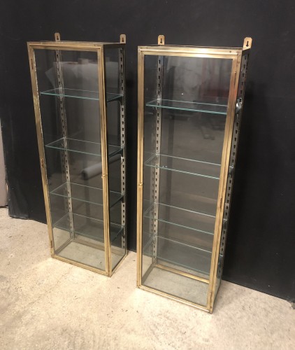 Pair of old wall display cases.