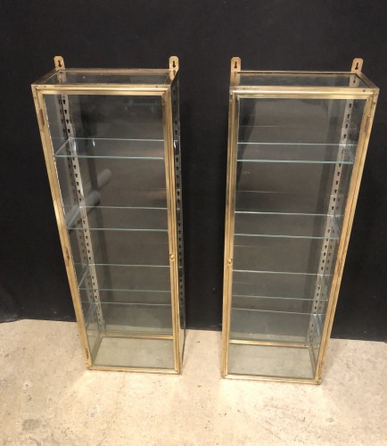 Pair of old wall display cases.