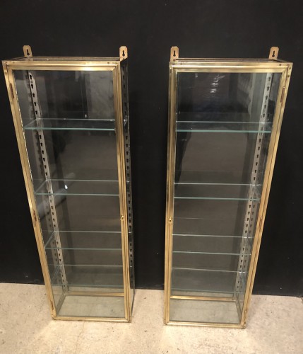 Pair of old wall display cases.