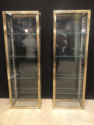 Pair of old wall display cases.