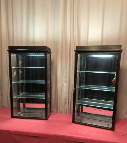 Pair of antique shop wall display cases.