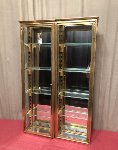 Pair of antique shop wall display cases.