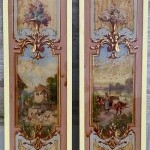 Old facade panels of a dairy, grocery store.