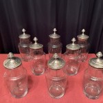 Set of eight bottles, confectionery jars.