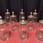 Set of eight bottles, confectionery jars.