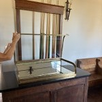 Antique shop counter display case.