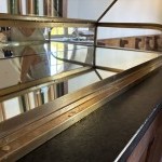 Antique shop counter display case.