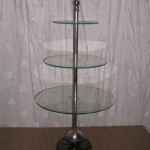 Three circular glass trays display