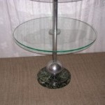 Three circular glass trays display