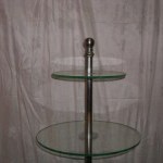 Three circular glass trays display