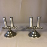 Pair of old double cane, walking stick displays.
