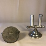 Pair of old double cane, walking stick displays.