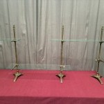 A collection of old shop shelf brackets.