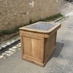 Antique counter furniture, shop till, trade.