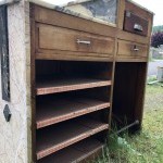 Former cash register and store presentation furniture.