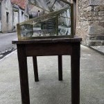 Old store showcase with inclined top.(sold)